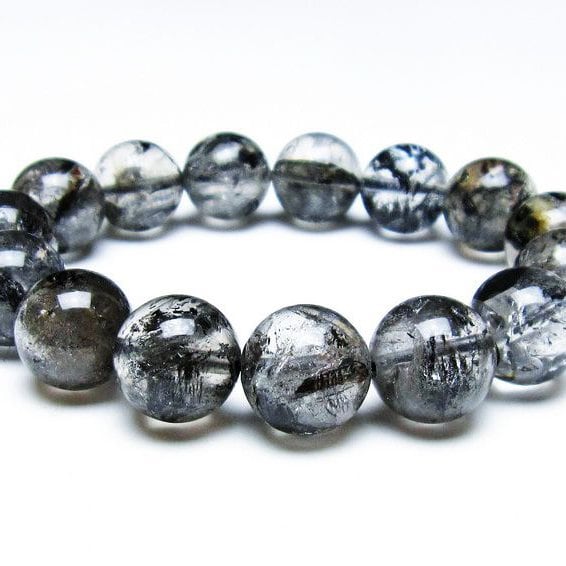 エレスチャルクォーツ ブレスレット 14mm ブラックエレスチャル 一点物 おまかせ便 111-37846