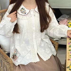 スカラップレースカラー刺繍ブラウス ・12177 スカラップレースカラー刺繍ブラウス ・12177