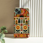 受注生産 iPhoneケース 幾何学と花の民芸パネル柄｜フォークアート PSYF056B