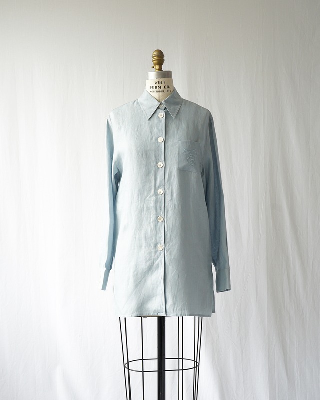 Linen embroidery shirt〈Hermès vintage〉