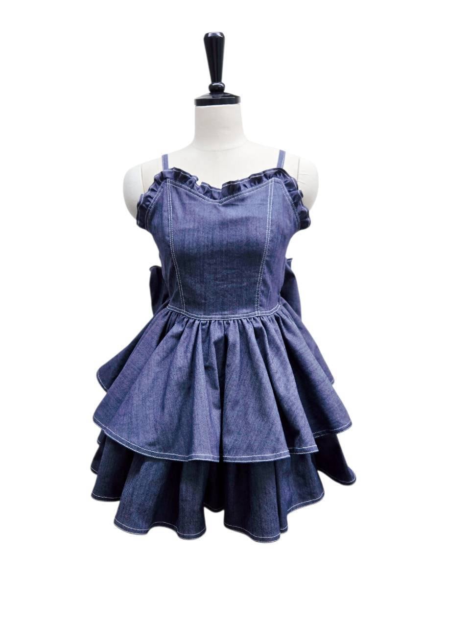 Starry⭐︎フリルデニムミニワンピース | lilLilly official webstore