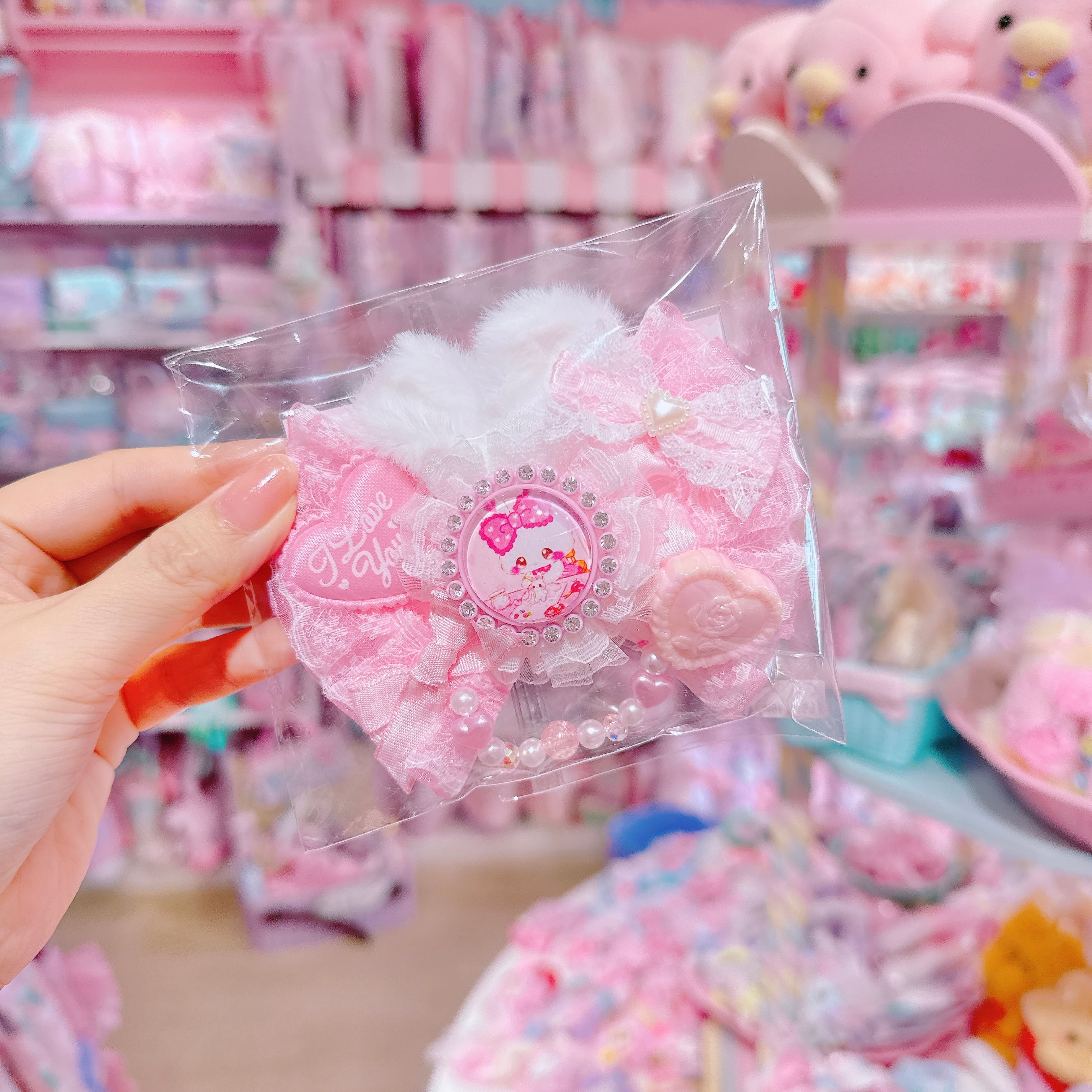 【C10】72-6ふりふりりぼんヘアクリップ