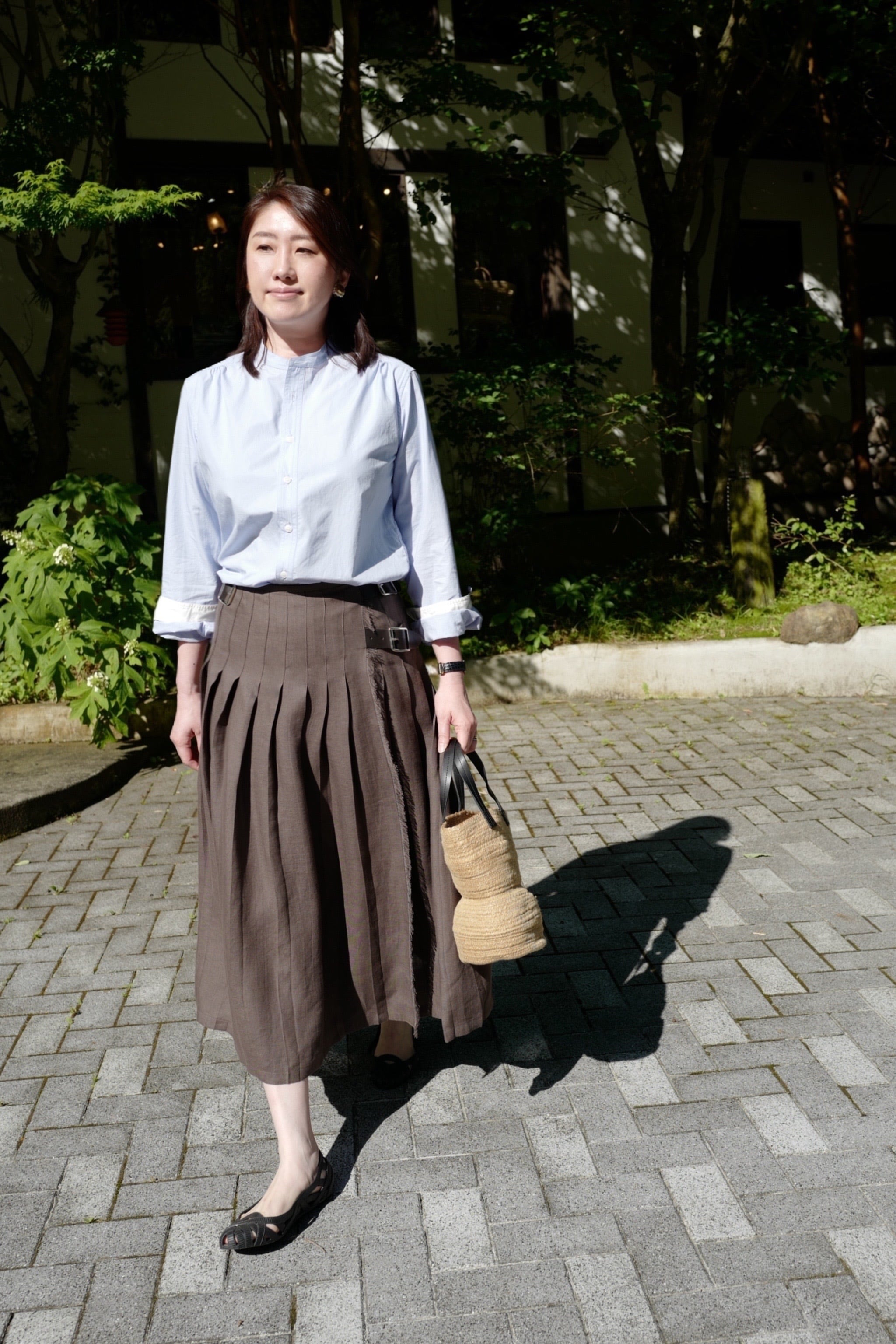 ASEEDONCLOUD / Handwerker │ cotton linen collarless shirts (saxe
