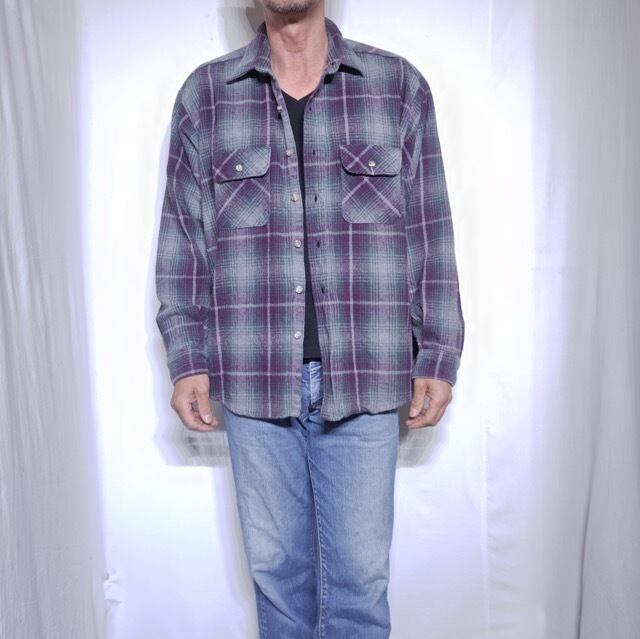1990s FIVE BROTHER Heavy Flannel Shirt Shadow Plaid XXL USA