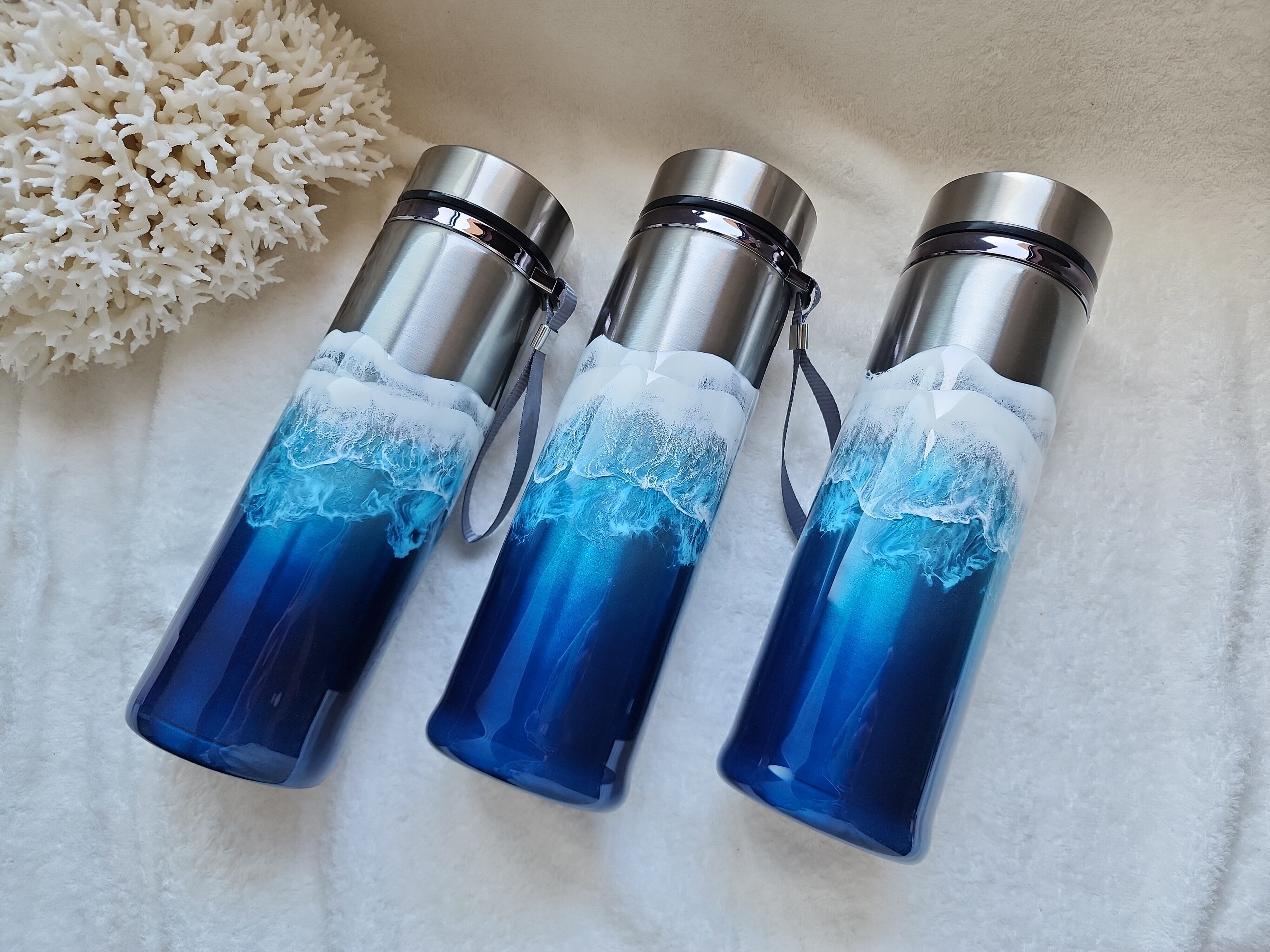 391.オーシャンレジンアート ステンレスボトル 1000ml | Leaf Edgez