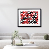 ポピー ウニッコ マリメッコ 北欧 花畑 ボタニカル スカンジナビアン カラフル 植物 ミニマル アート インテリア 絵画  サイズ ポスター マット 額縁セット  国内生産A4ポスター