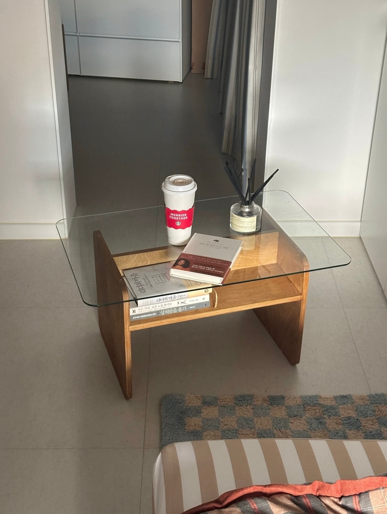 DE glass table / 2way ガラステーブル サイドテーブル ソファテーブル