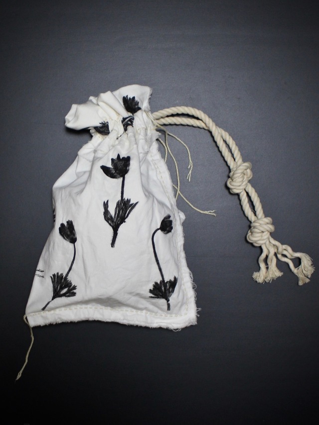 Pressed flower pouch bag"Nodding anemone" Cavalier Meiko Takahashi