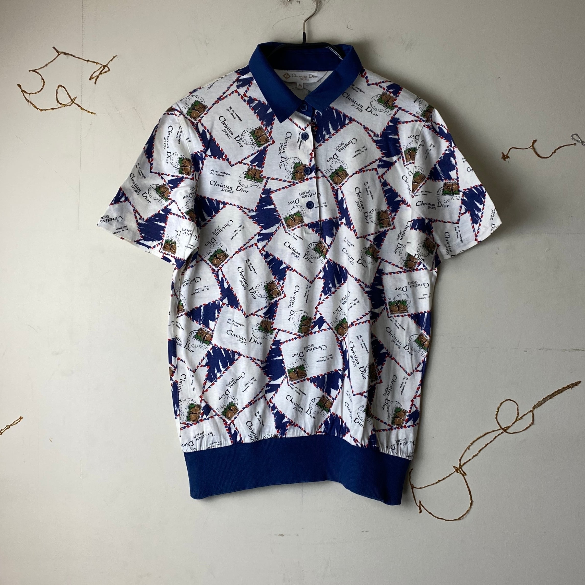 CHRISTIAN DIOR logo postcard design rib polo cut and sewn | NOIR