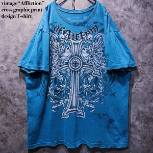 【doppio】vintage“Affliction” cross graphic print design T-shirt
