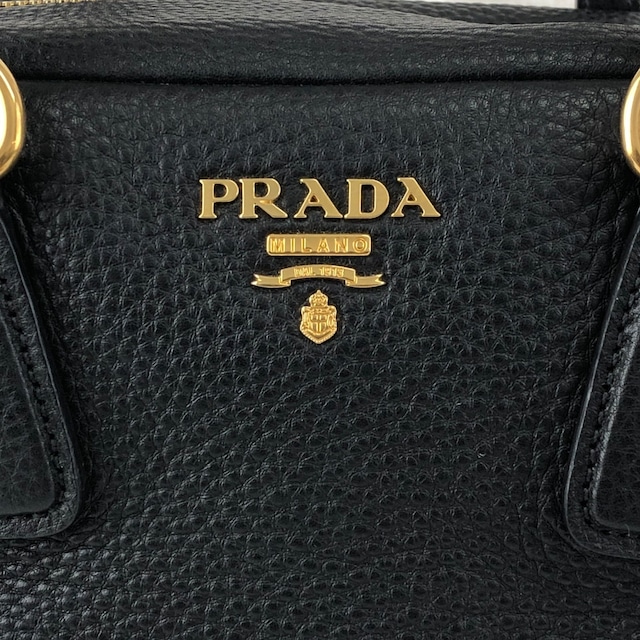 PRADA プラダ ショルダーバッグ ブラック ロゴ レザー 2WAY ボストン vintage ヴィンテージ オールド ws8uyb