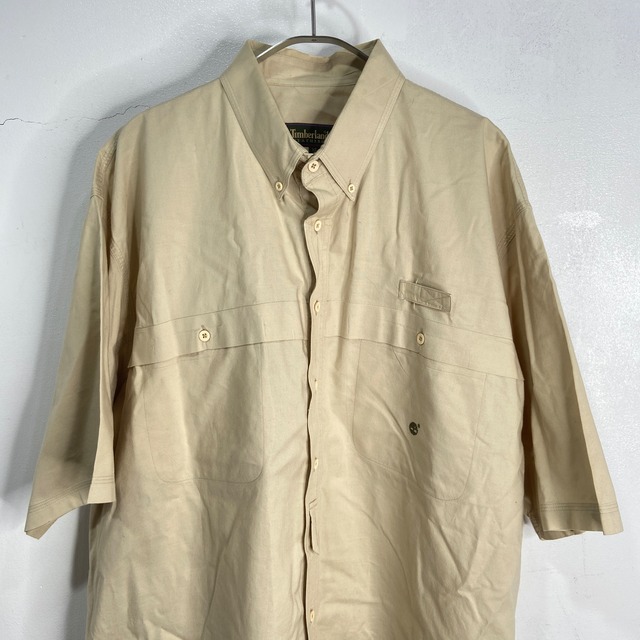 『送料無料』　90s Timberland サファリシャツ　半袖　ベージュ　XL