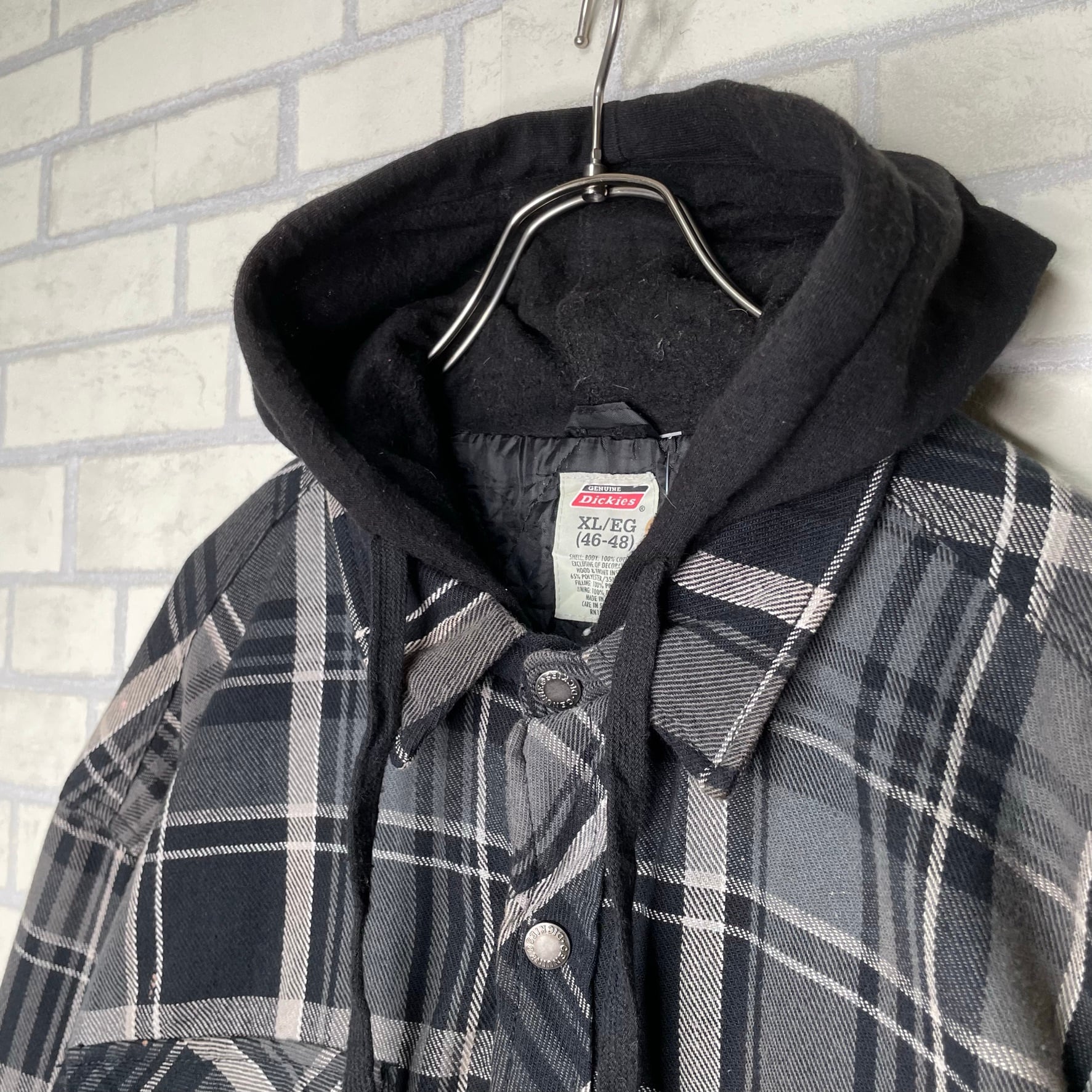Dickies シャツジャケット XL チェック柄 ブランドタグ キルティング 