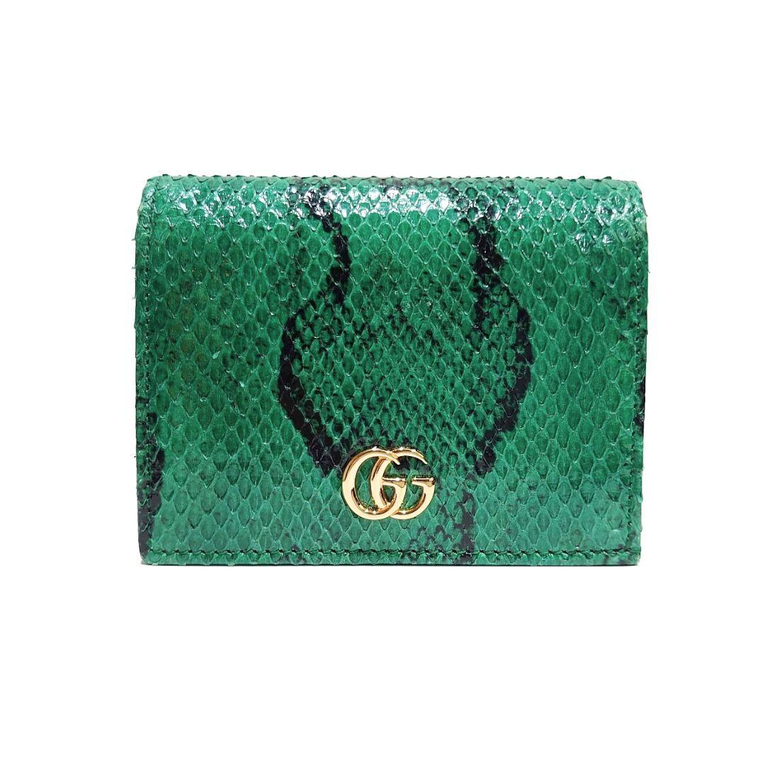 GUCCI グッチ GGマーモント パイソン レザー ミニ財布 コンパクト  