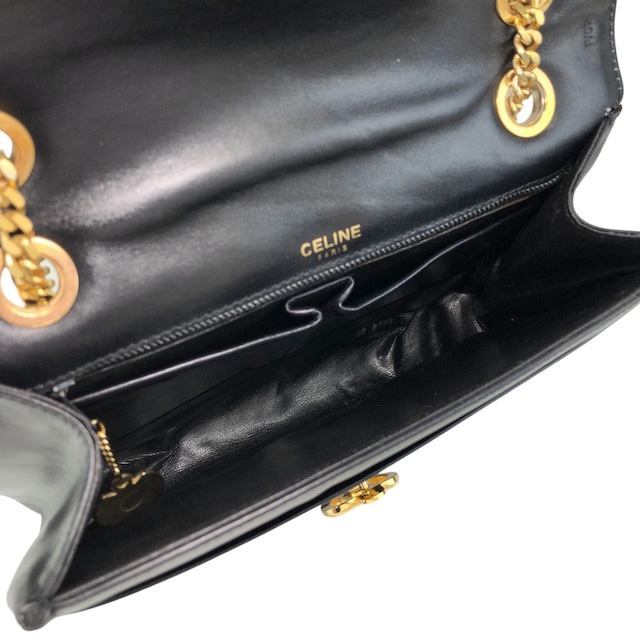 CELINE セリーヌ ショルダーバッグ ブラック ブラゾン レザー チェーン vintage ヴィンテージ オールド gpayic