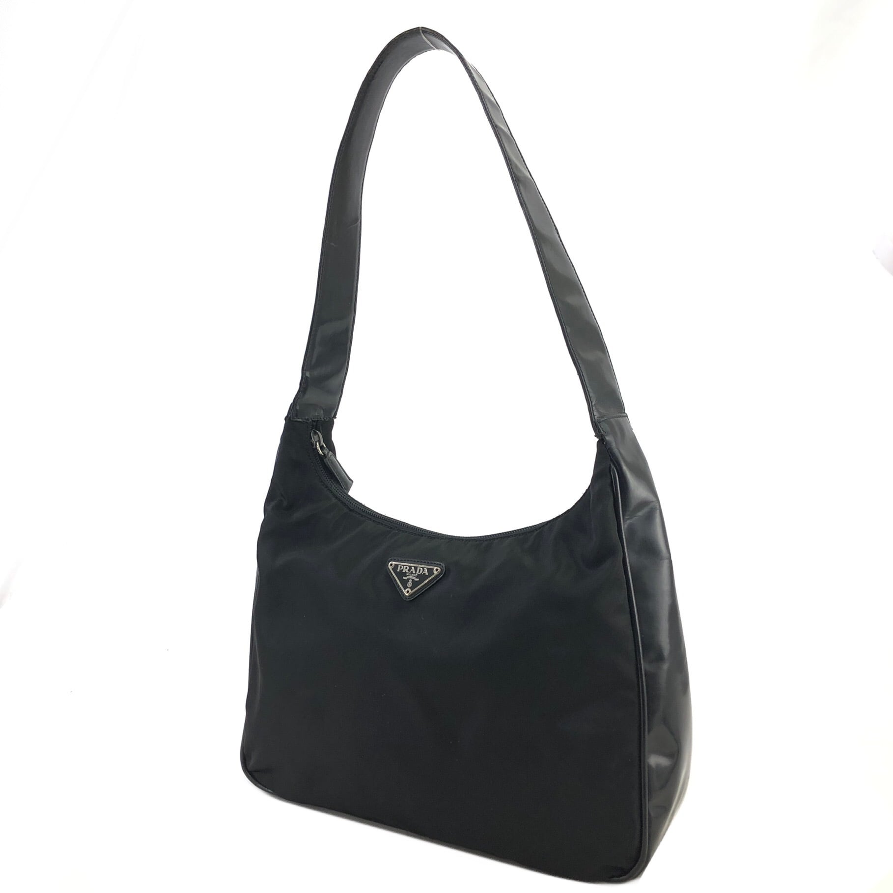 PRADA プラダ トライアングルロゴ ナイロン レザー ホーボーバッグ