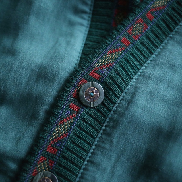 switching knit and fake suede design blouson type 5b loose silhouette cardigan