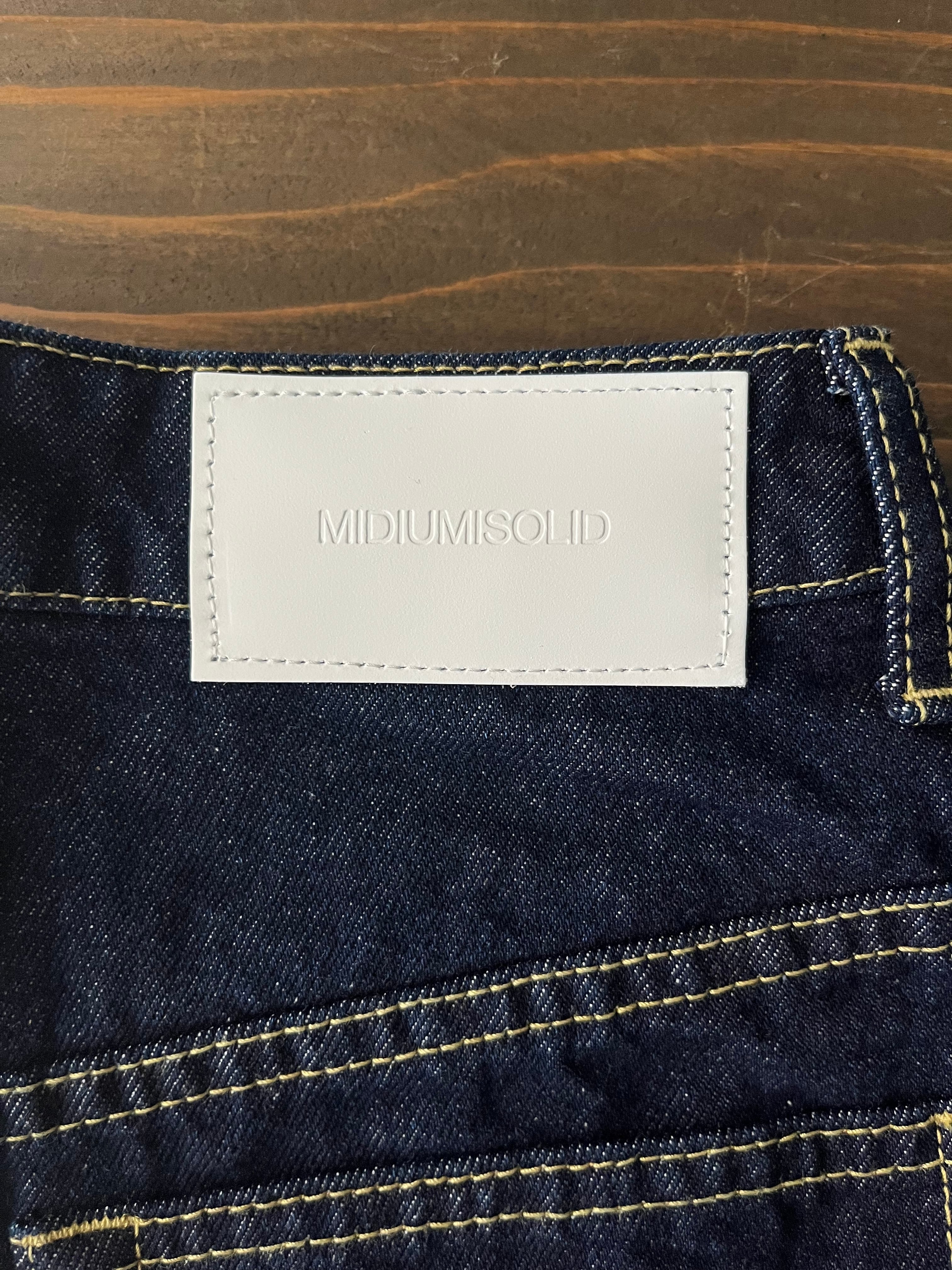 MIDIUMISOLID ハイウエストフレアデニムパンツ （インディゴブルー