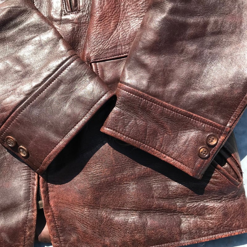 50's Albert Richard レザージャケット カーコート ブラウン TALON 7連