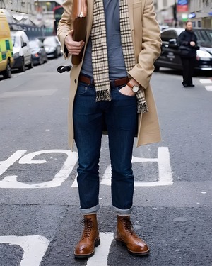 レースアップ サイドジップレザーブーツ 2色　A0175