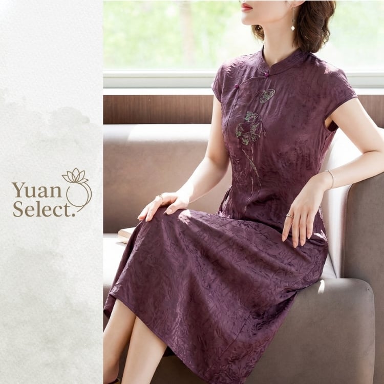 ビーズ刺繍 チャイナジャカードワンピース YS00244