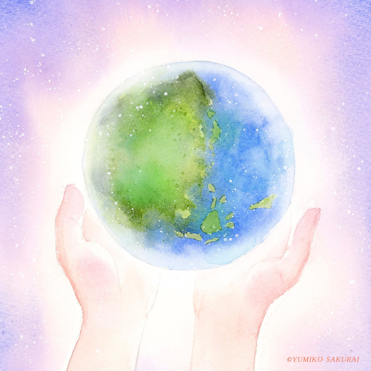 地球アート 地球のパステル画 A4サイズ宙花 青く輝く地球 パステル