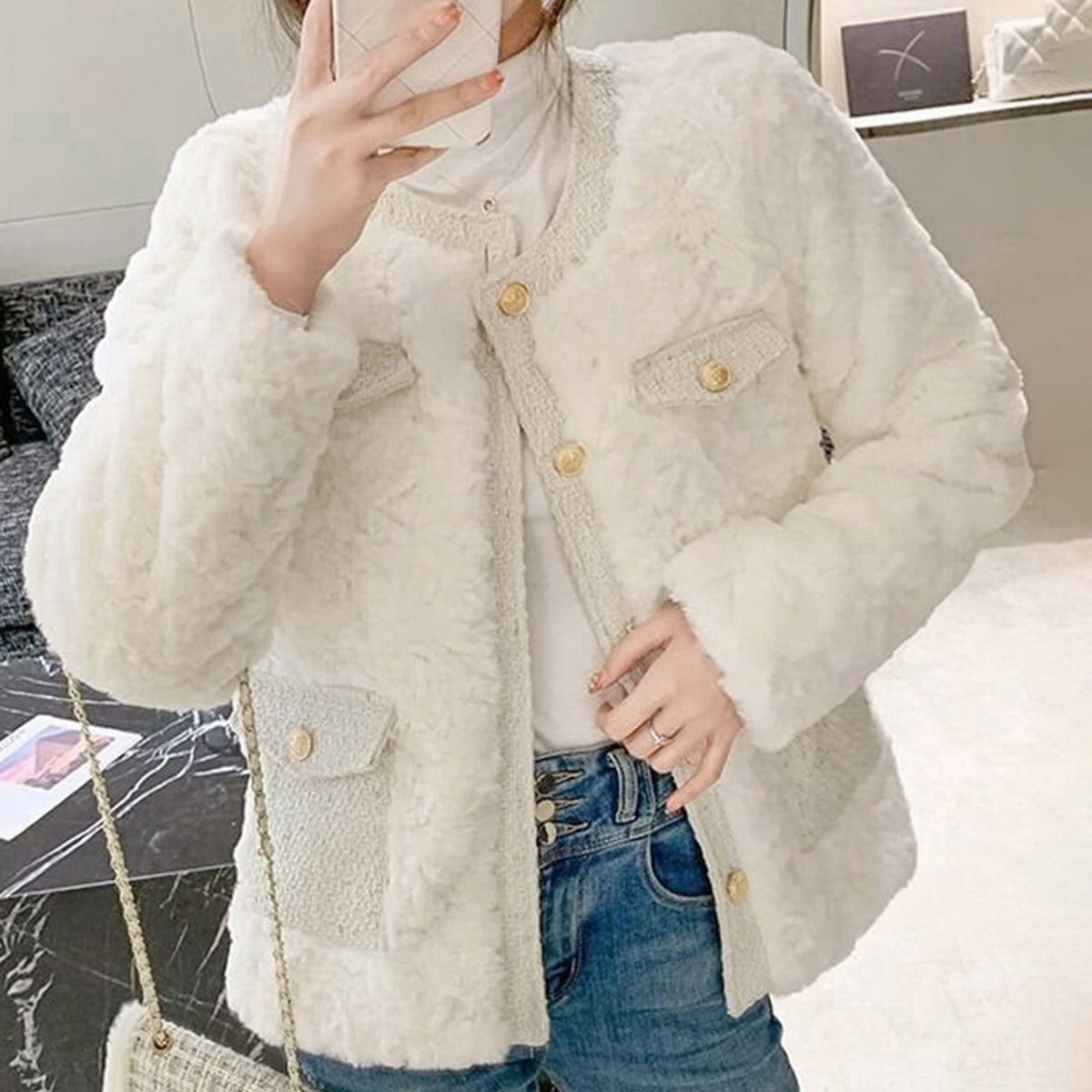 ボアジャケット 中綿 アウター レディース 秋冬 韓国 ファー ジャケット きれいめ 防寒 保温 大人 カジュアル おしゃれ ふわふわ ノーカラー 上品 軽量 暖かい 大人可愛い 大人女子