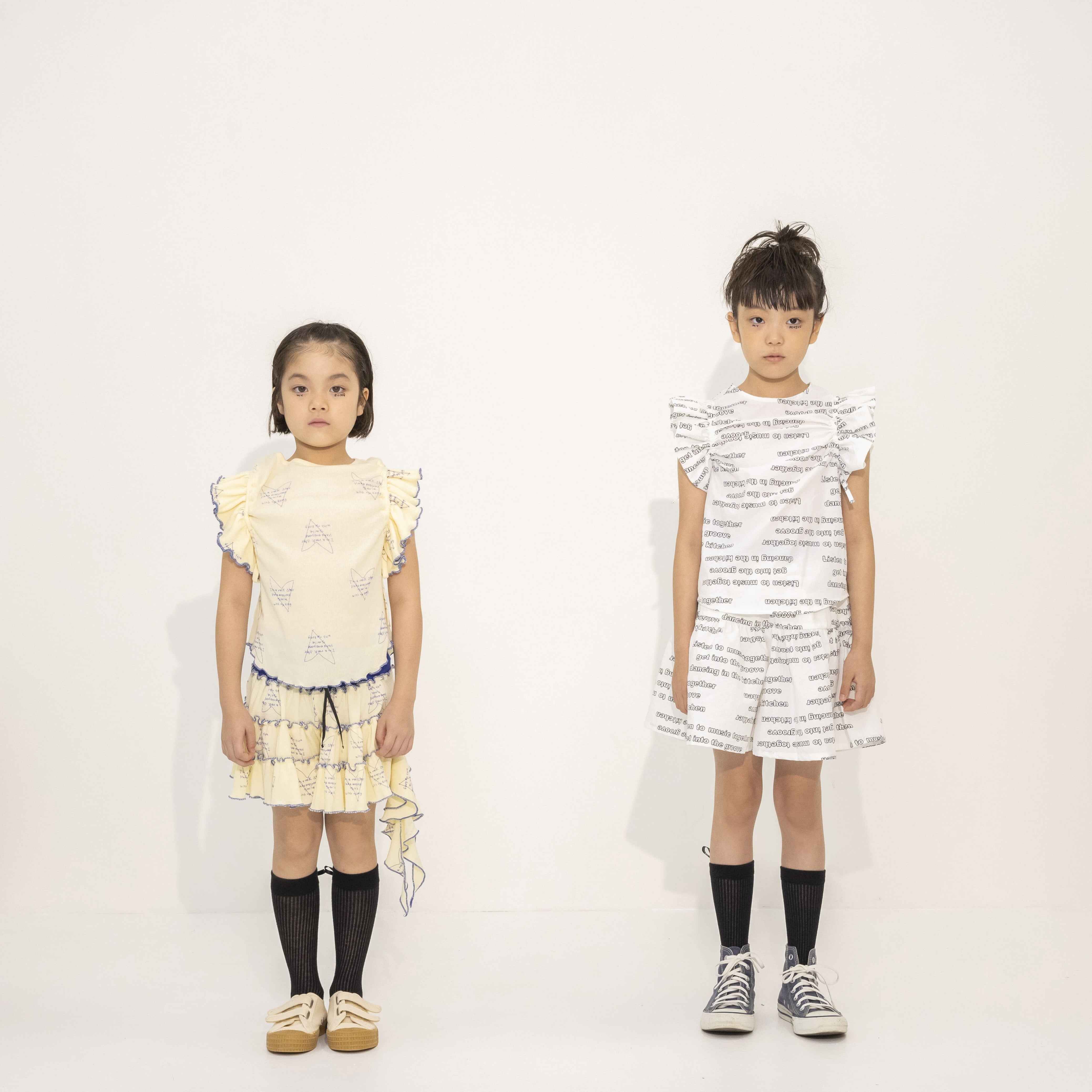 25SS】folkmade(フォークメイド)poem print split skirt offwhite