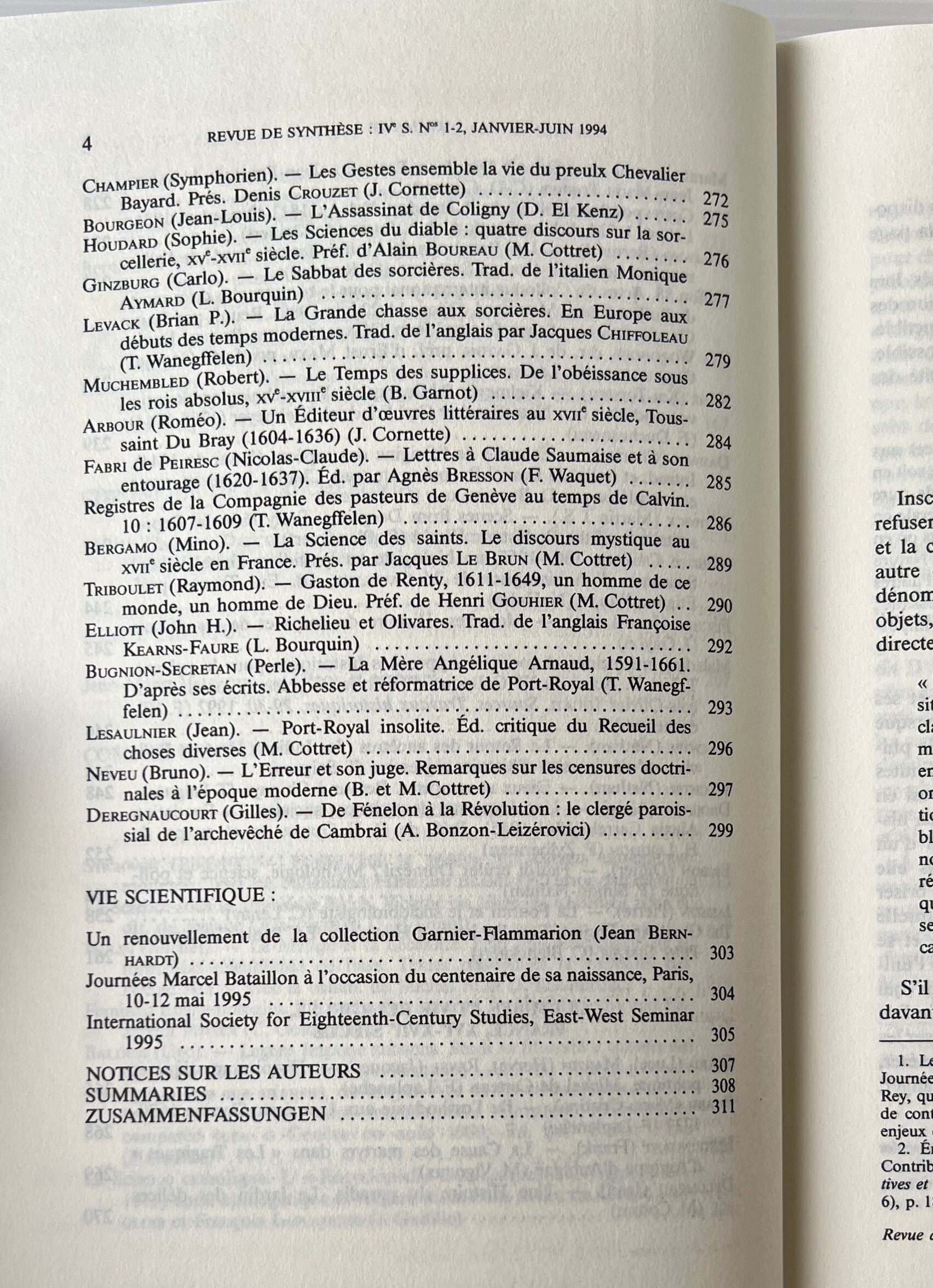 Revue de Synthese: La Classification des Sciences (N° 1-2) / M. Malherbe et al. / Centre International de Synthese, Albin Michel