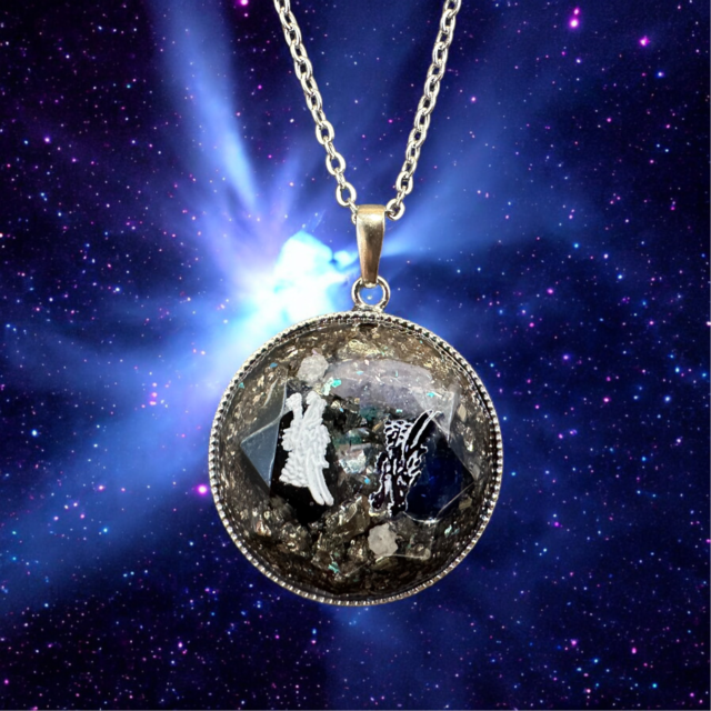【天恵】軸を整え貴方を運ぶ龍神達 ☆超隕石ジュエルネックレス【シルバー】【7315】