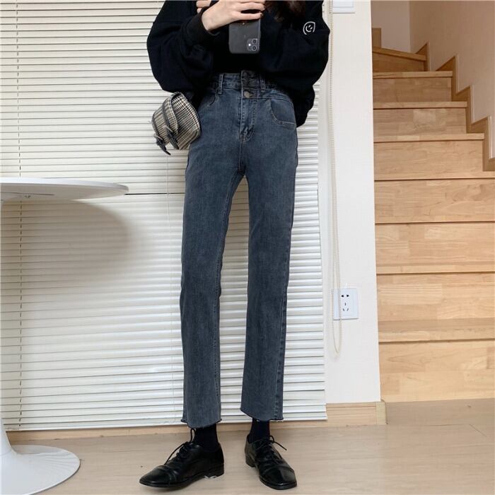 ジーンズ スプリングハイウェストウェストスリムパンツ 春物 1号婦人12798113645