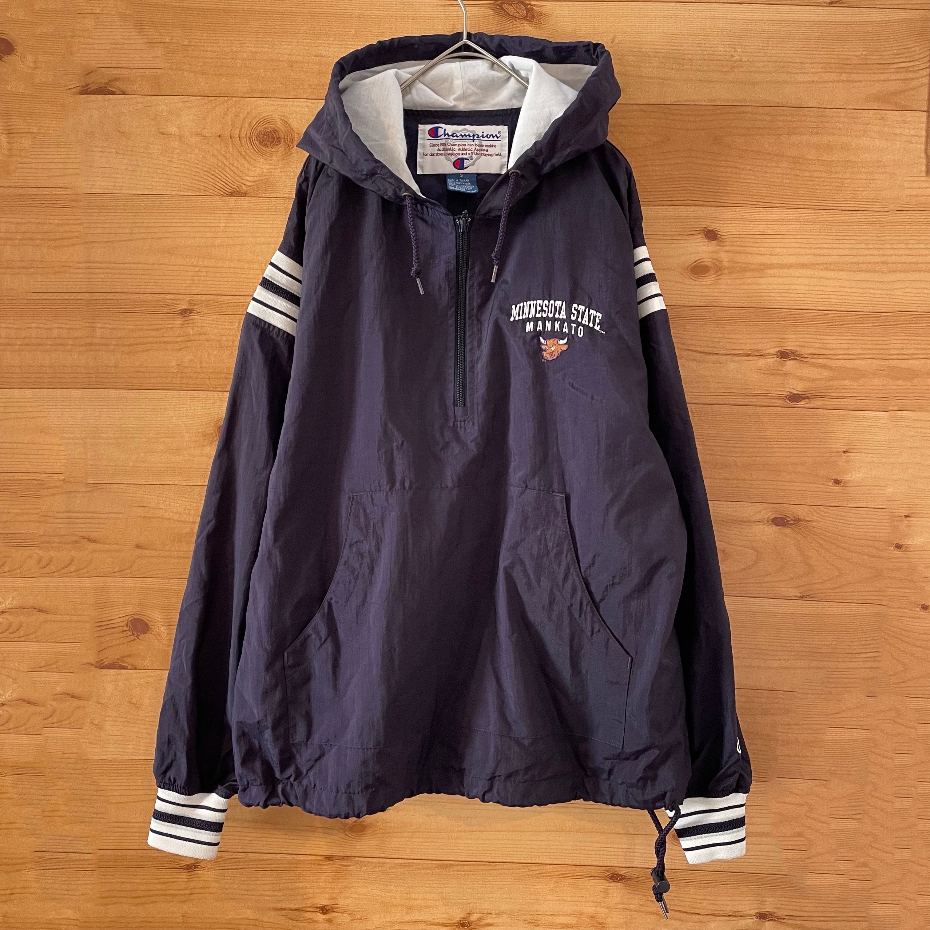 Champion チャンピオン 紺 ハーフジップ ナイロンジャケット フーディー