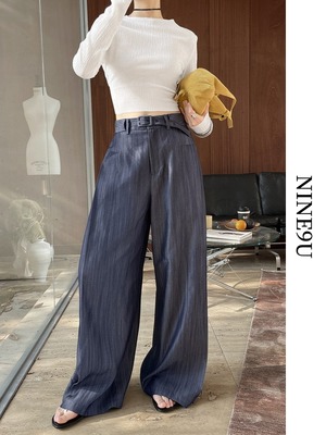 wide-leg side-pleats casual pants 3color【NINE7833】