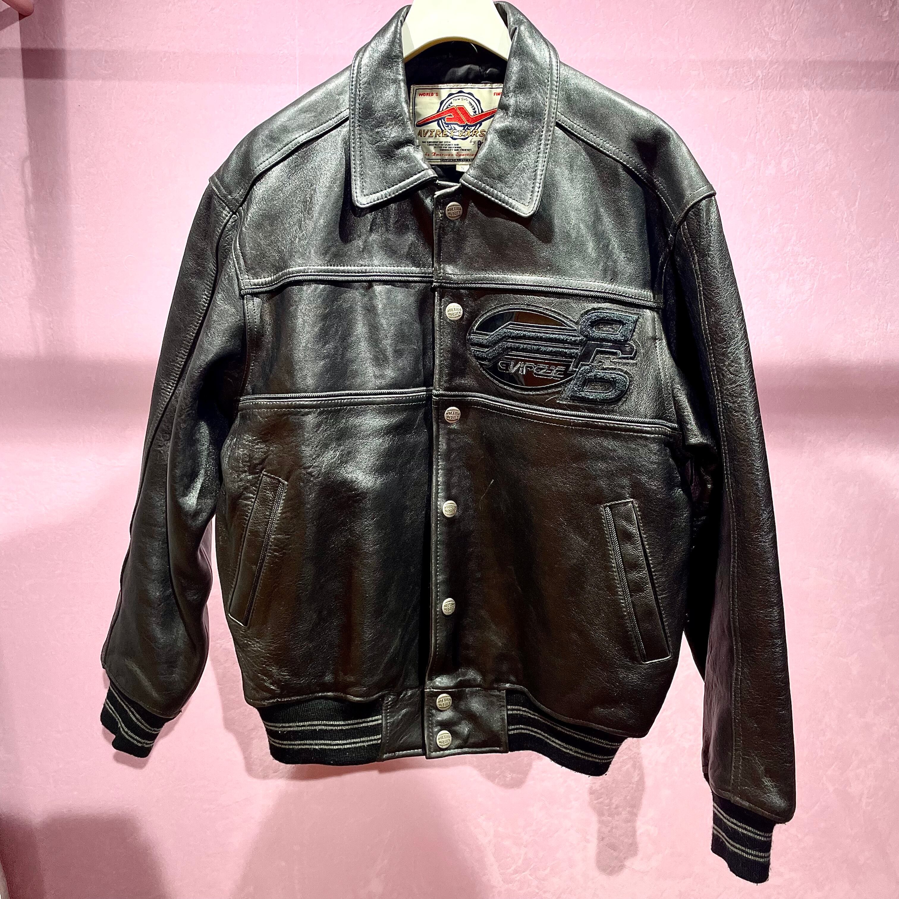 AVIREX USA VARSITY レザージャケット ブルゾン ブラック 