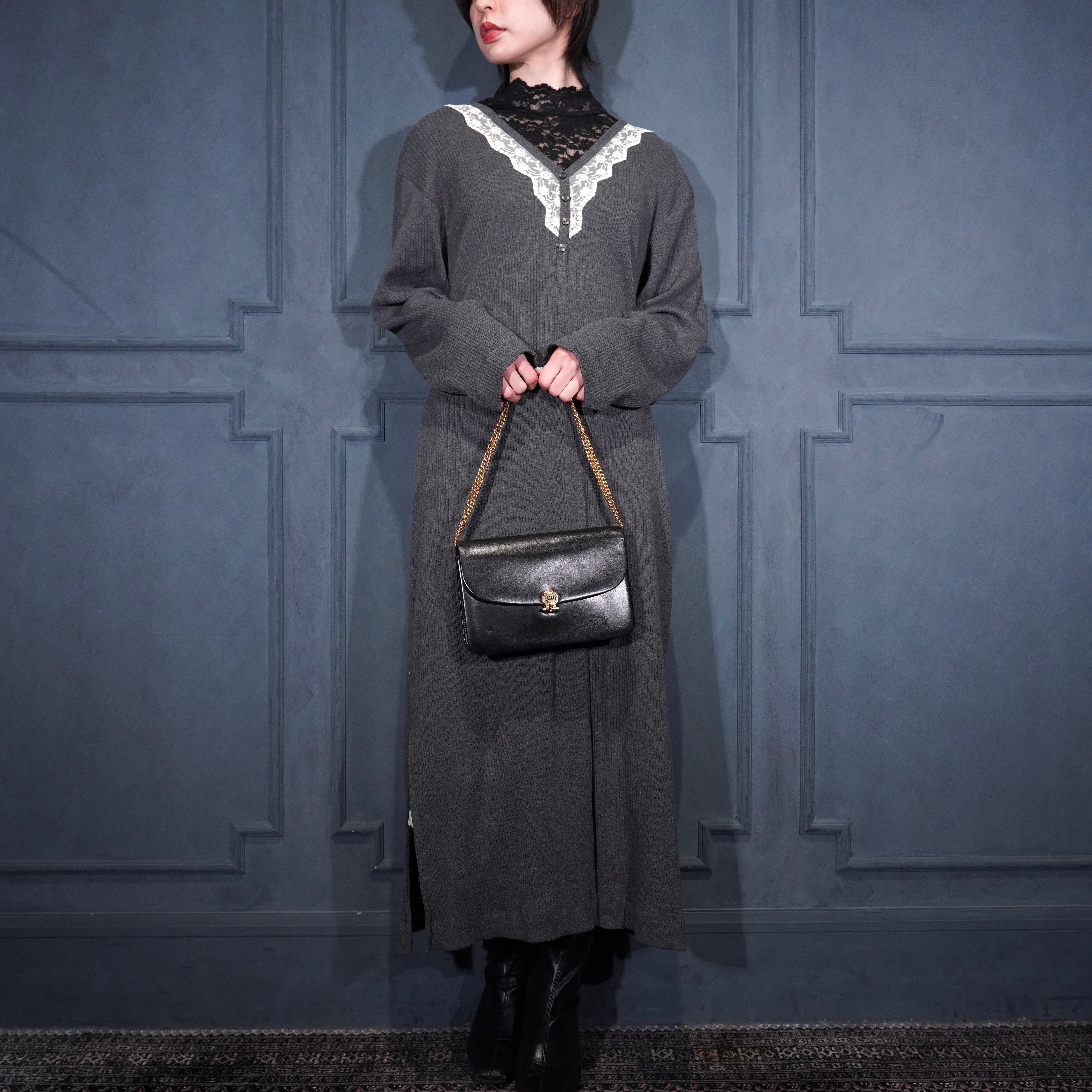 Christian Dior LOGO DESIGN CHAIN LEATHER SHOULDER BAG/クリスチャン
