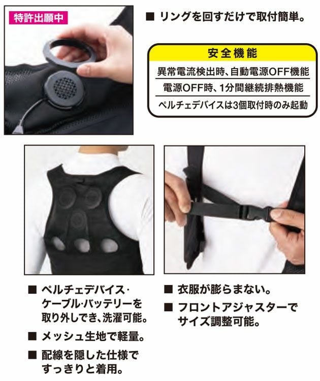 TULTEX 温冷ペルチェ3点式ベスト AZ－8154－010－F | VERY