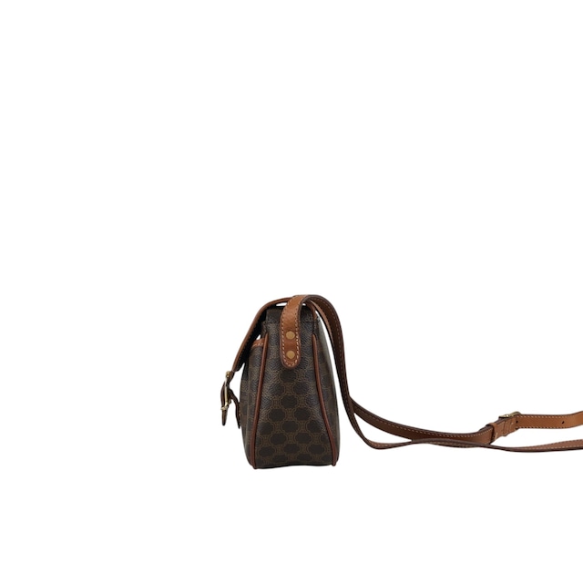 CELINE セリーヌ マカダム ショルダーバッグ ブラウン ブラゾン型押し PVC vintage ヴィンテージ オールド 4bfs88