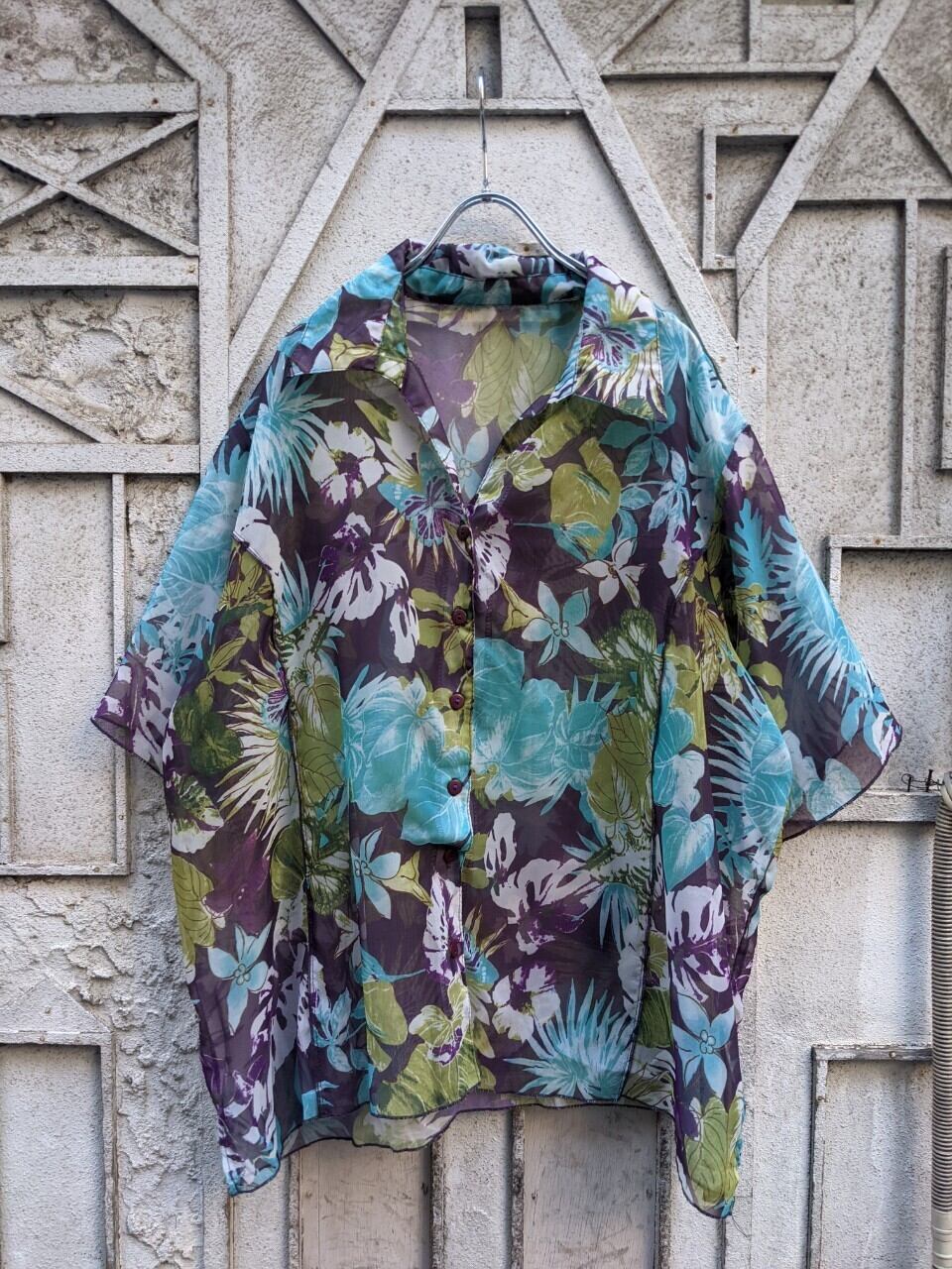 "FLOWER" see-through shirt vintage