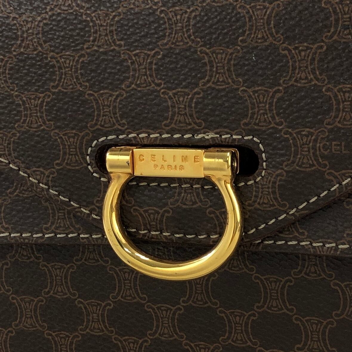 CELINE セリーヌ マカダム ダブルフラップ ホースビット PVC レザー