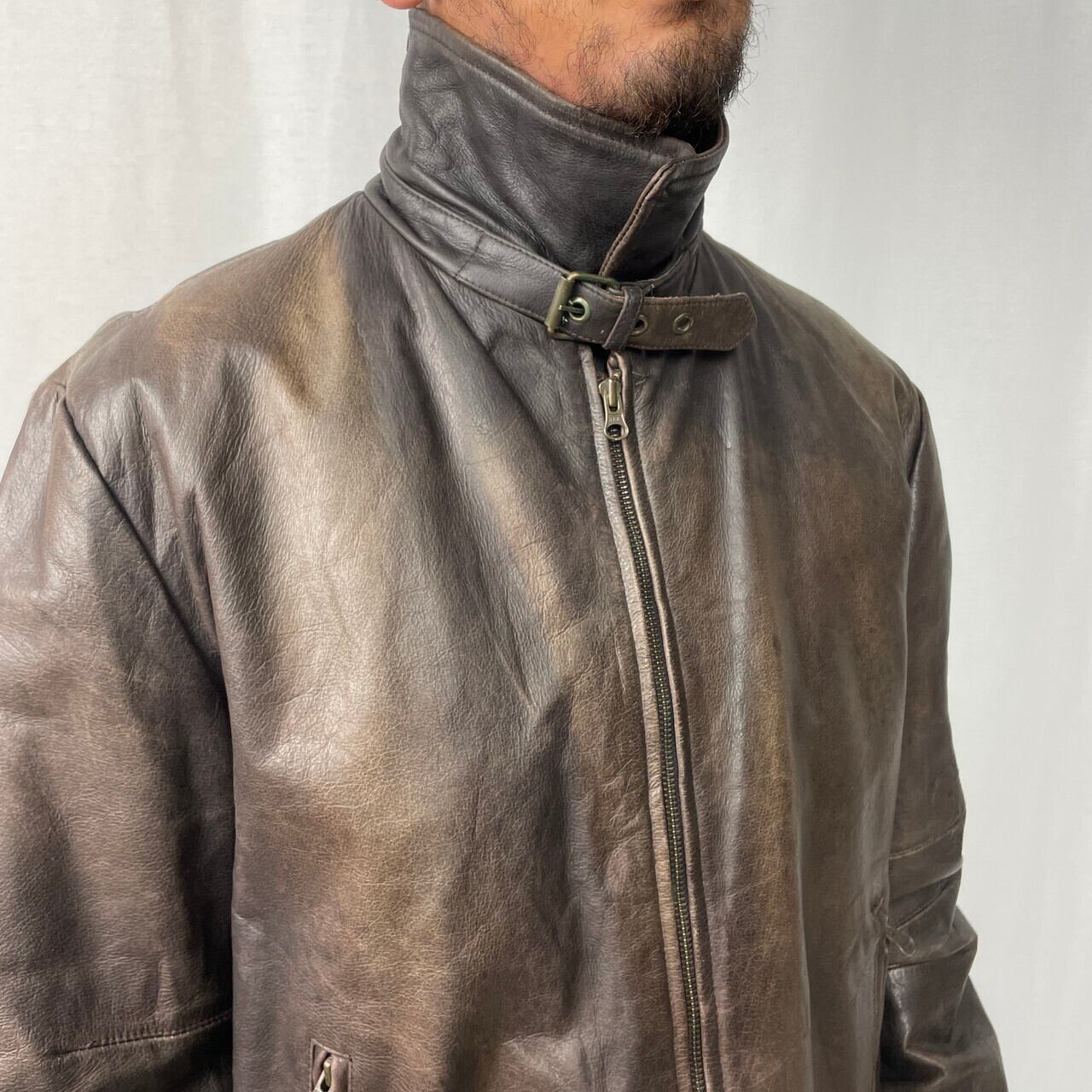 PIED POULE SPORT レザーブルゾン フライトジャケット メンズL 古着