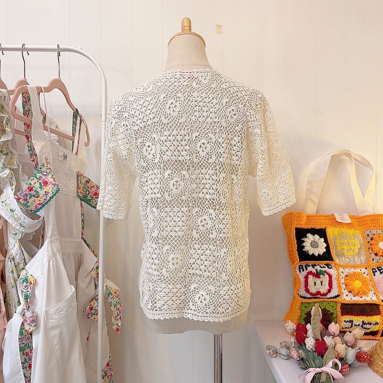 remake : flower fall crochet knit cardigan