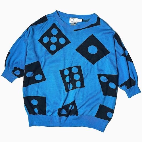 Vintage 80's【INSTANT GLAMOUR】"Dice" Short Sleeve Knit Sweater