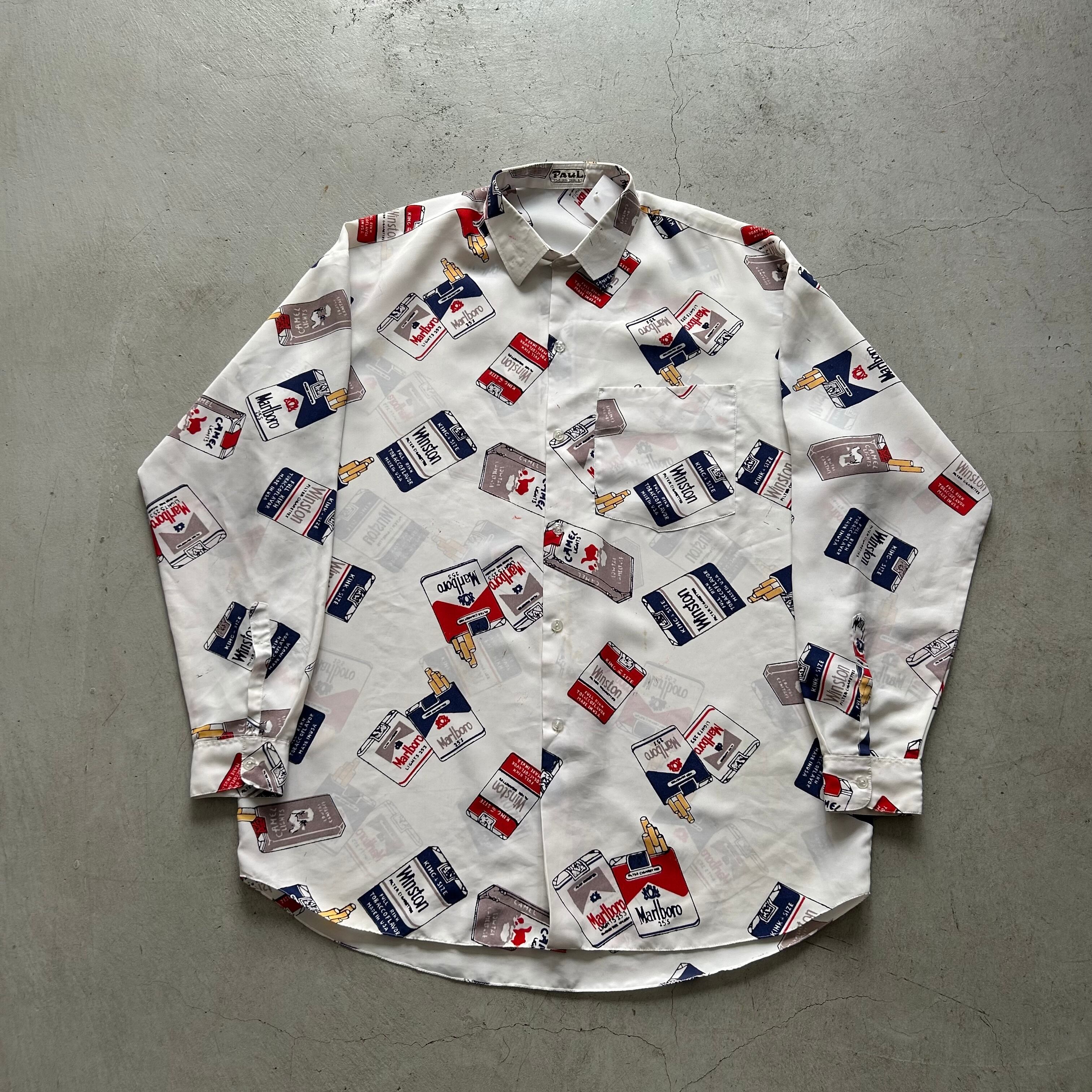 〜1980s Cigarette Design All Over Print L/S Shirt【高円寺店】