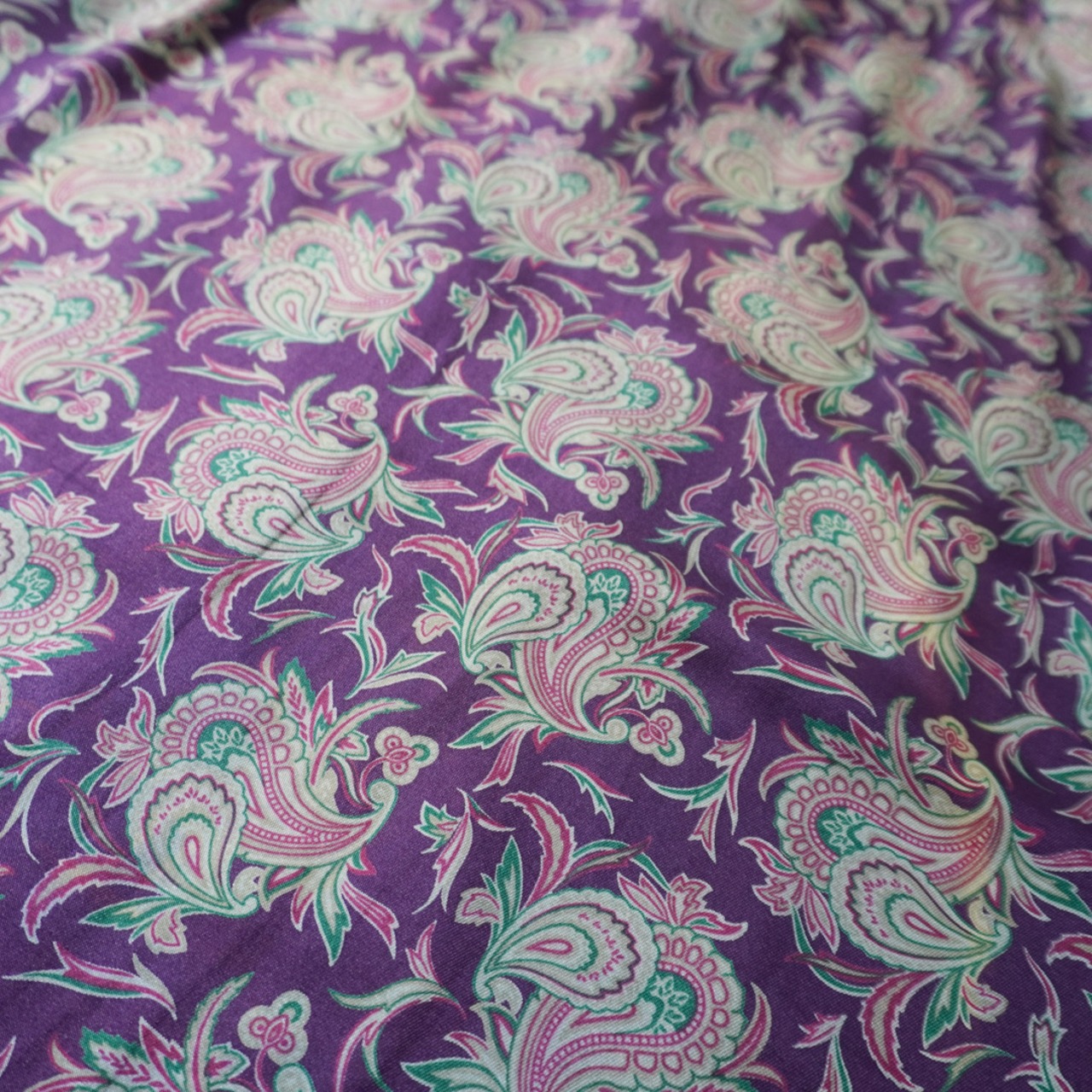90s Polo by Ralph Lauren Silk open-collar shirt "made in USA"  Purple Paisley [L] 古着 - 13