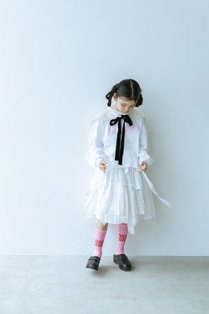 FULLY EMBROIDERED WRAP SKIRT col.WHITE / KIDS F