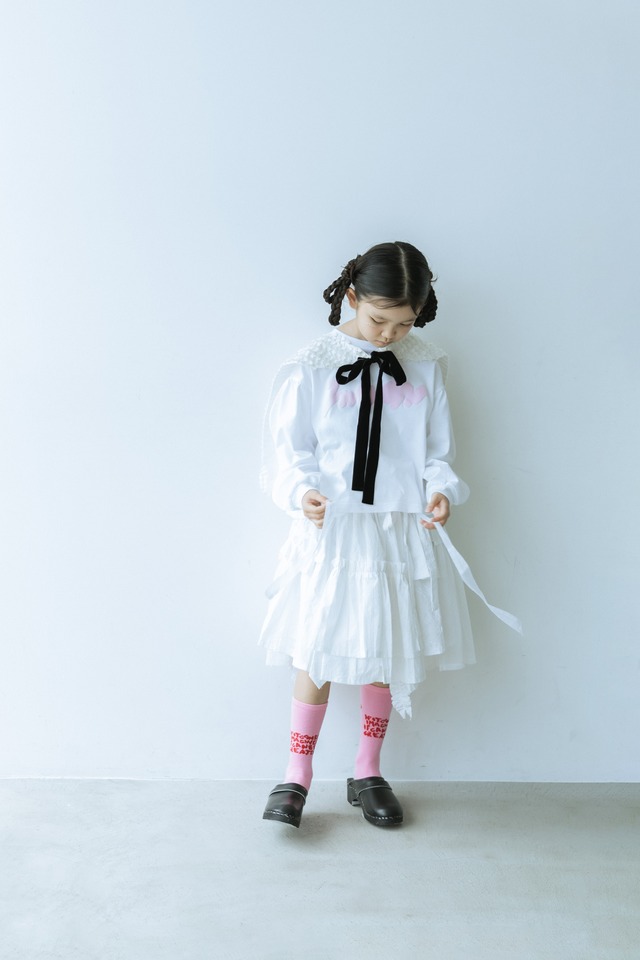FULLY EMBROIDERED WRAP SKIRT col.WHITE / KIDS F