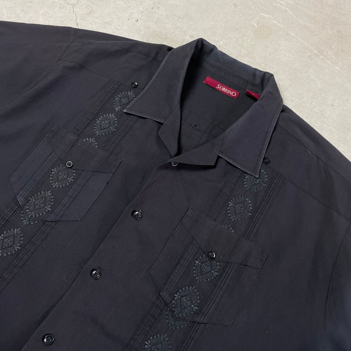 SOBRINO 半袖 刺繍 キューバシャツ メンズXXL 古着 ビンテージ