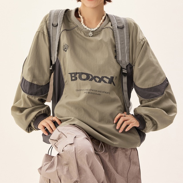 長袖 ドロップショルダー オーバーサイズ スウェット ◆2col L00077