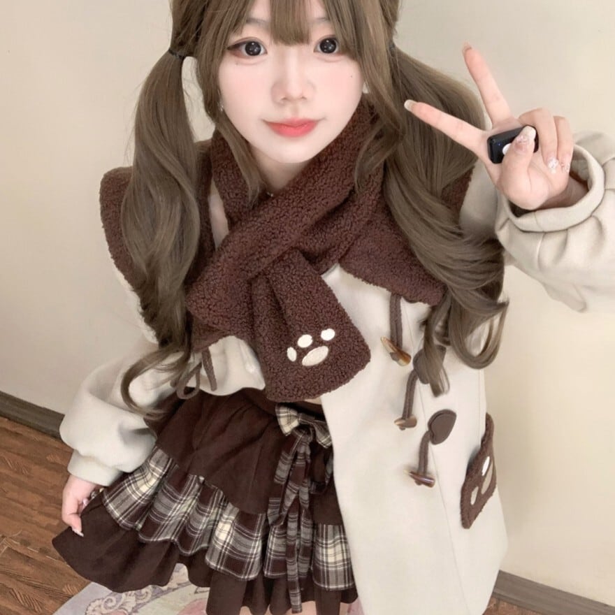 森ガール風 セットアップ ニット チェック柄 ミニスカート｜SEASONZ
