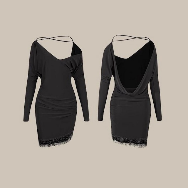 ラウンドネック デザインダンス スーツ ワンピース ds0302